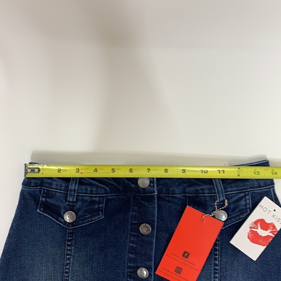 Hot Kiss Exposed Button Fly Fitted Mini Skirt Dark Faded Washed New Nwt Size 5 - Picture 13 of 15